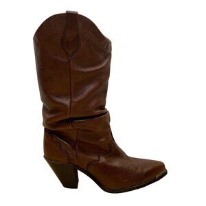 Silver Rebel Womens Brown Leather Maple Leaf Western Boots Size 9 M